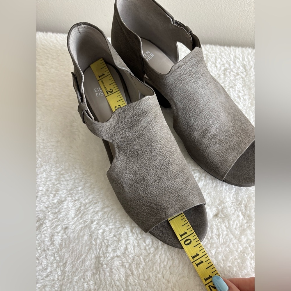 Eileen Fisher Gray Peep-Toe Heeled Sandals Sz 10 - Picture 14 of 14